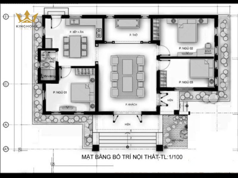 Mặt bằng biệt thự mini 1 tầng diện tích 200m2 17