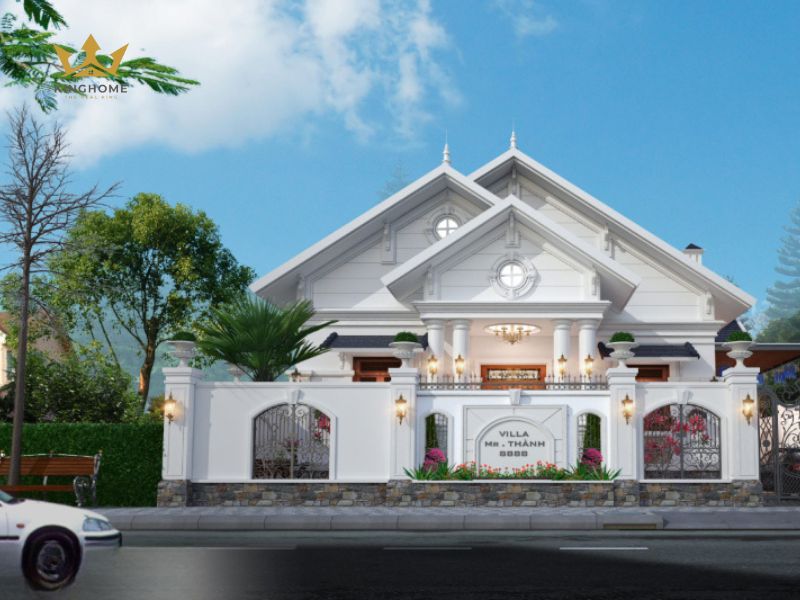Mẫu thiết kế biệt thự mini 1 tầng tân cổ điển thanh lịch 4
