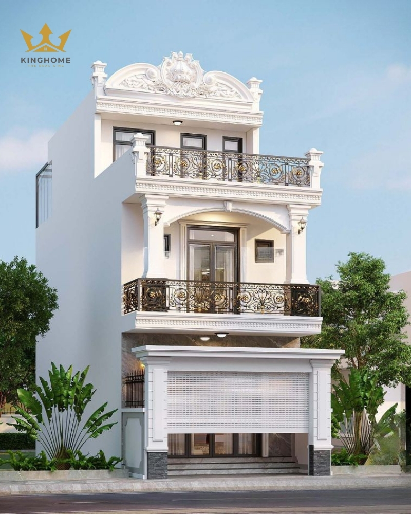 Mẫu nhà phố phong cách cổ điển 2 tầng 1 tum