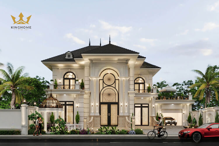 Phối cảnh biệt thự 2 tầng - tân cổ điển diện tích trung bình