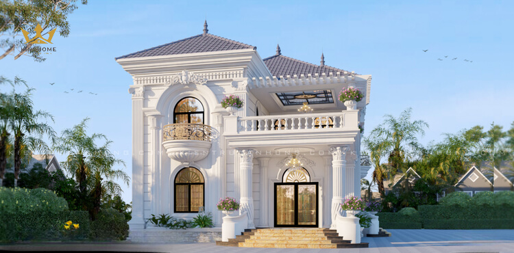 Phối cảnh biệt thự 2 tầng - tân cổ điển diện tích trung bình