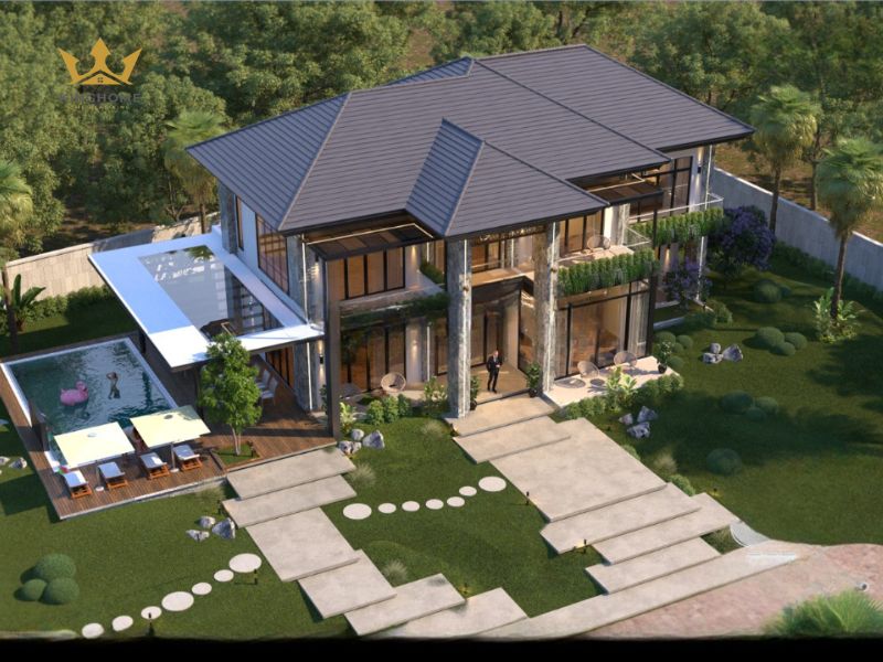 Phong cách hiện đại trong villa 2 tầng mái Nhật 4