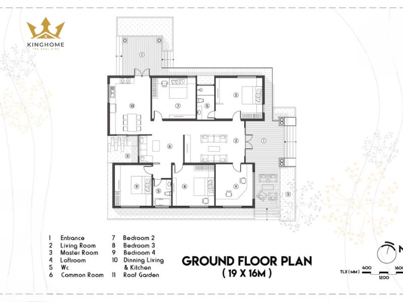 5-Bản vẽ công năng cho nhà vườn biệt thự mini 150 m2