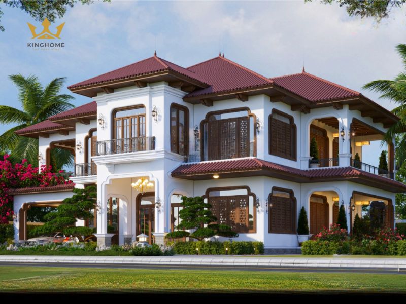 Mẫu biệt thự 2 tầng mái Nhật phong cách Indochine 5