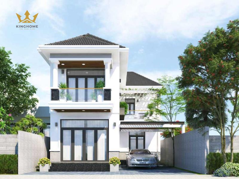 6-Bản vẽ mặt bằng nhà vườn 2 tầng mái Thái
