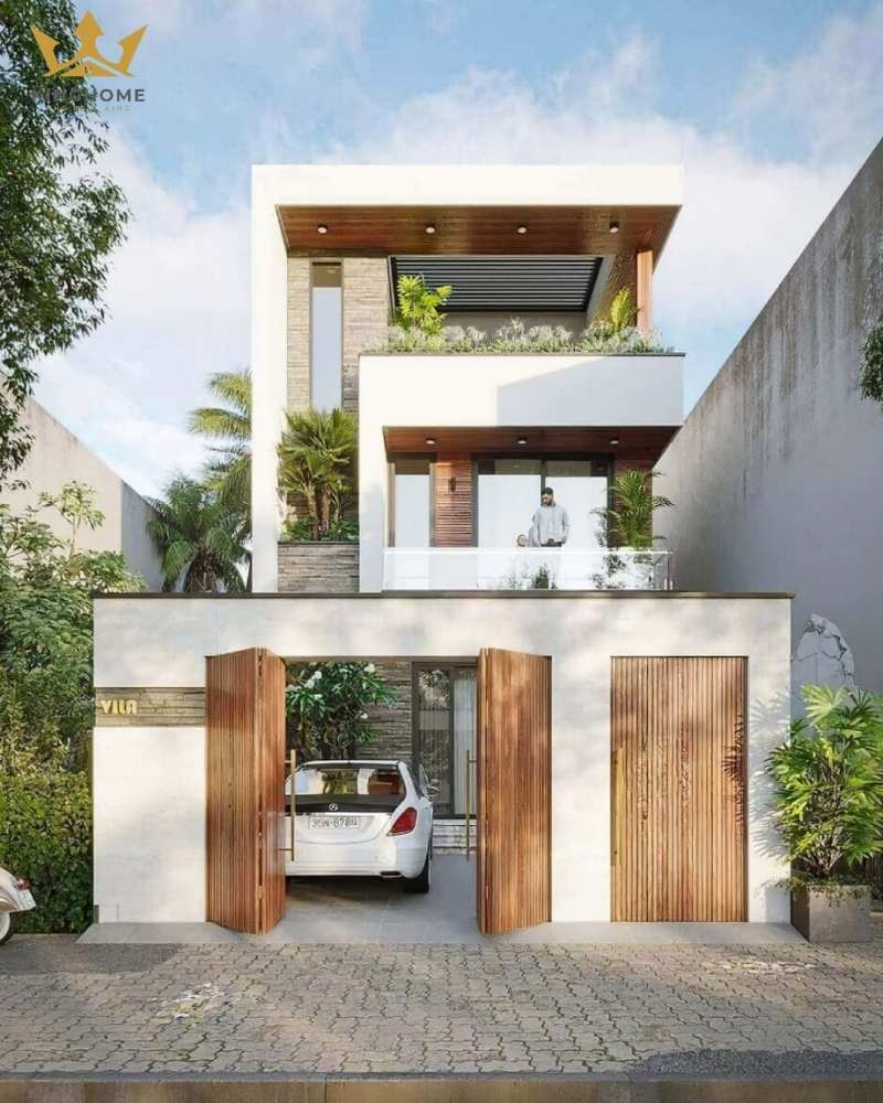 Thiết kế 3 tầng đơn giản với mặt tiền tinh tế 