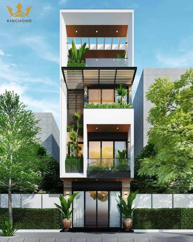 Mẫu nhà lệch tầng đẹp với thiết kế mặt tiền 5m 