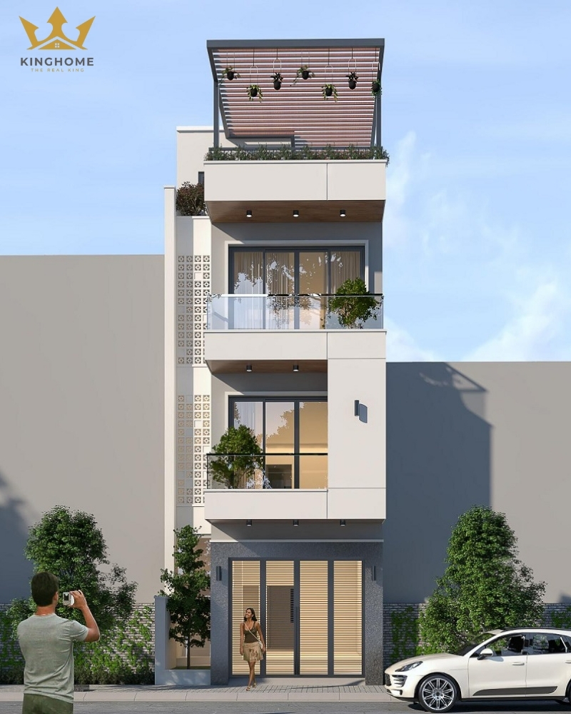 Thiết kế 3 tầng 1 tum hiện đại, thoáng đãng