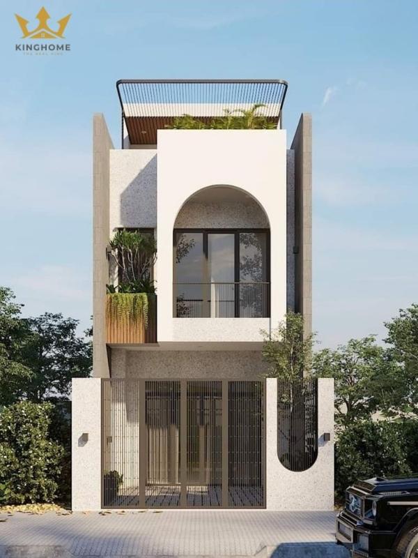 Nhà ống 2 tầng 5x20m hiện đại với thiết kế mặt tiền nổi bật 