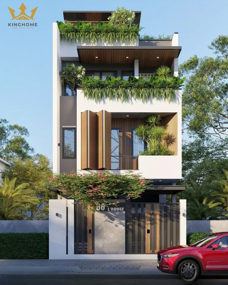 Mẫu nhà 3 tầng với mặt tiền 7m hiện đại 