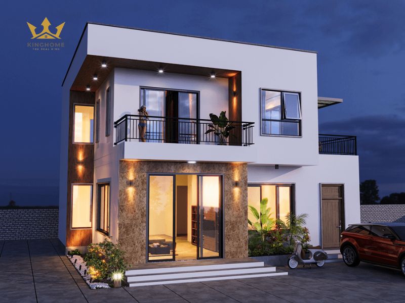 14-Thiết kế biệt thự mái bằng mini 2 tầng cho khu đất 80m2