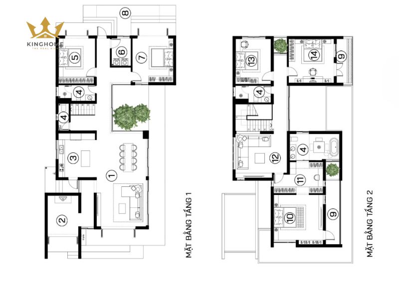 14-Bản vẽ biệt thự 2 tầng nghỉ dưỡng 5 phòng ngủ