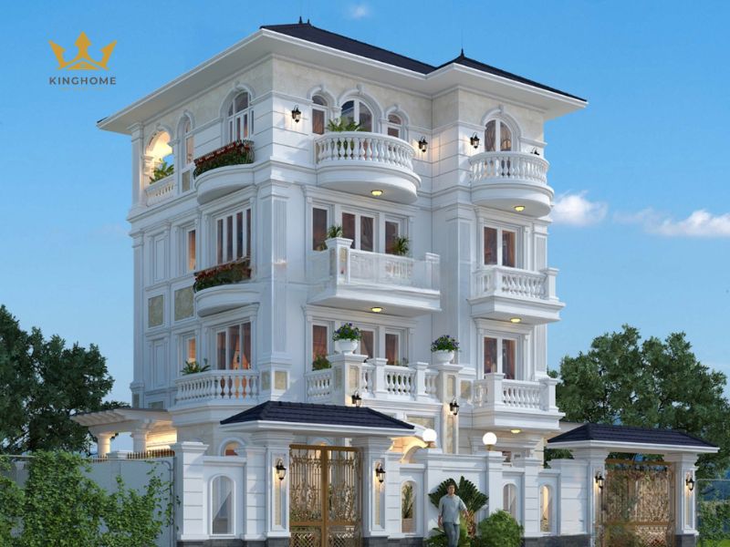 14-Biệt thự 4 tầng tân cổ điển mái Nhật tinh giản, thanh lịch