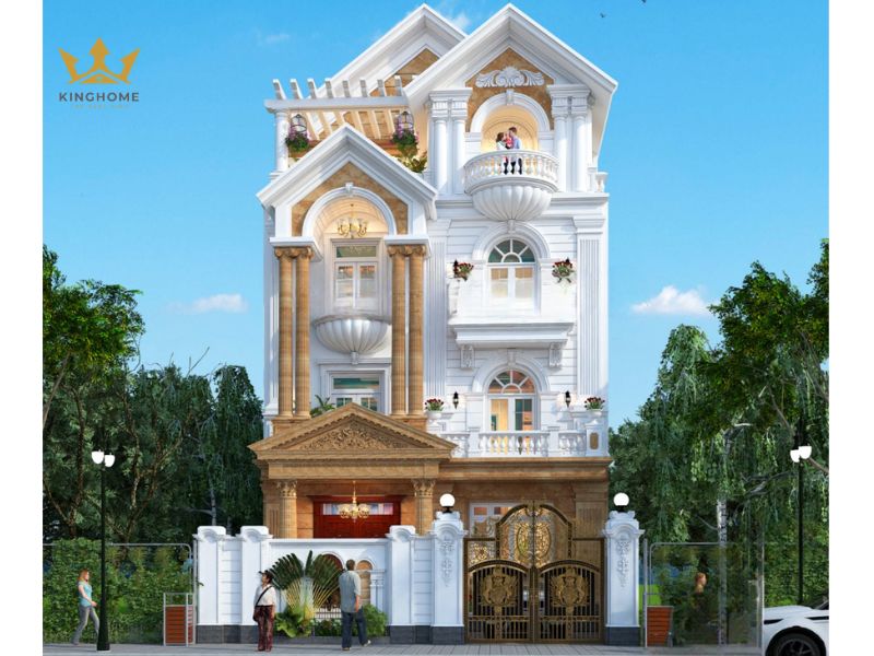 15-Biệt thự 4 tầng tân cổ điển bề thế với hệ cột thông tầng và bố cục đăng đối