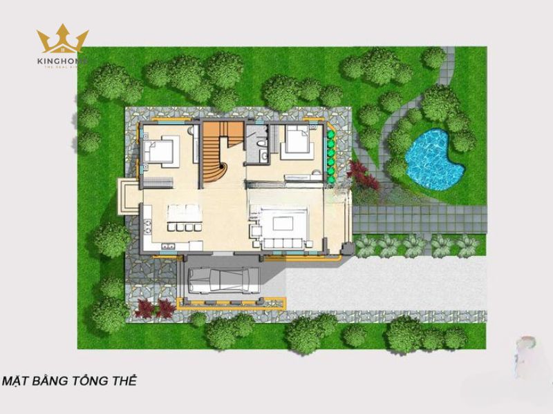 15-Mặt bằng tổng thể biệt thự nhà vườn 3 tầng