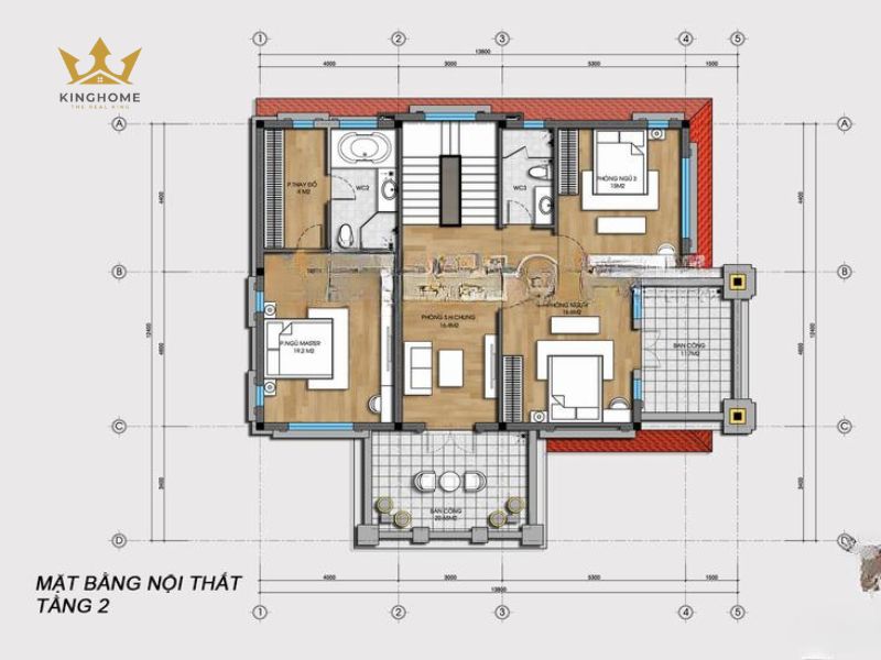 17-Bản vẽ mặt bằng tầng 2