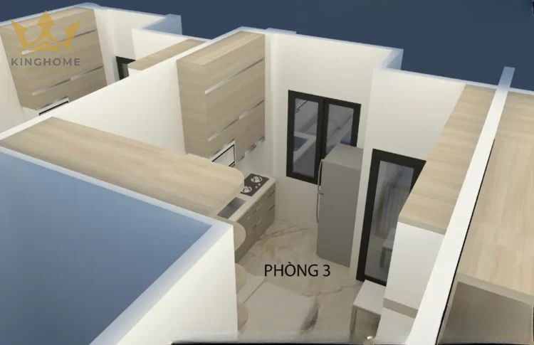 Phối cảnh không gian căn hộ chung cư mini 5 tầng – Phòng 3(v1)