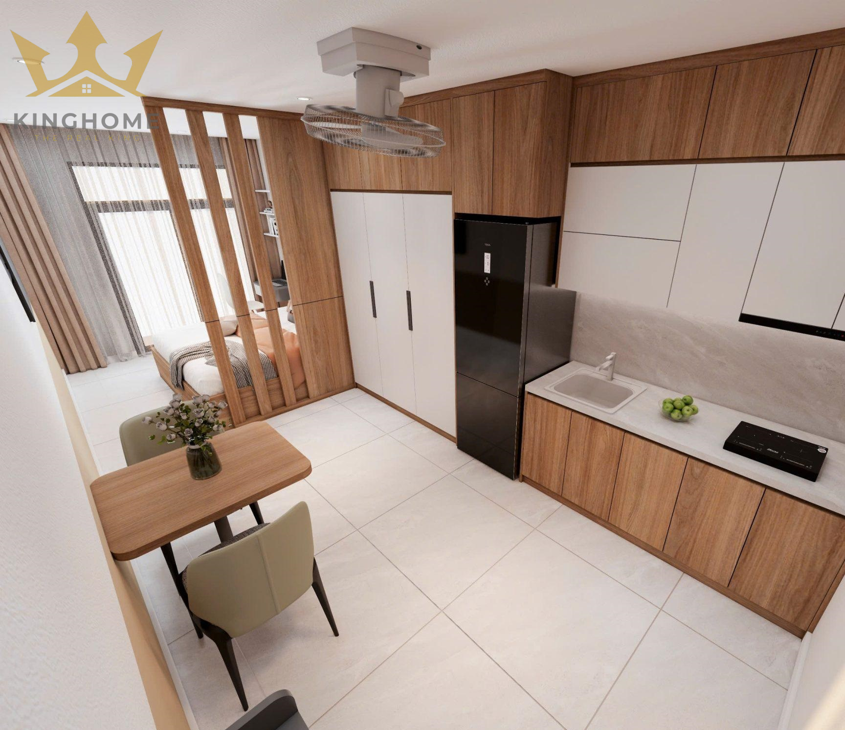 Thiết kế nội thất căn hộ 25m2 cho thuê tại long biên