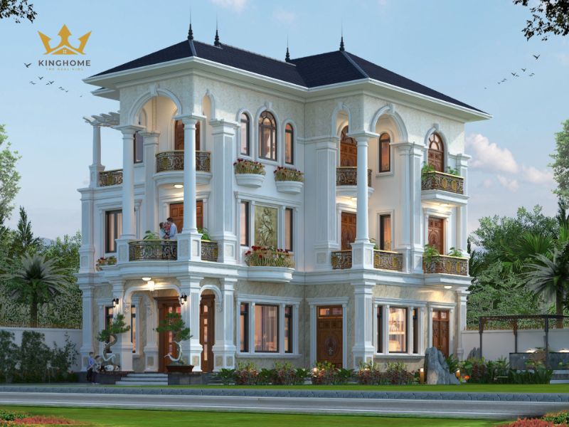 3 - Sân vườn rộng làm nổi bật vẻ đẹp bề thế của căn biệt thự quy mô lớn