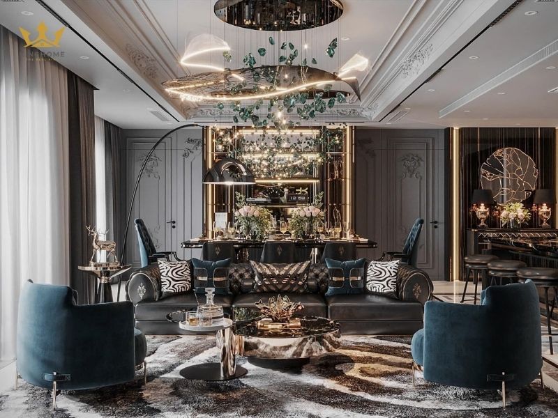 Phòng khách thiết kế phong cách luxury sang trọng 