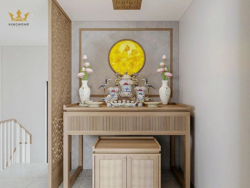 Không gian phòng thờ trang nghiêm, tiết kiệm diện tích 