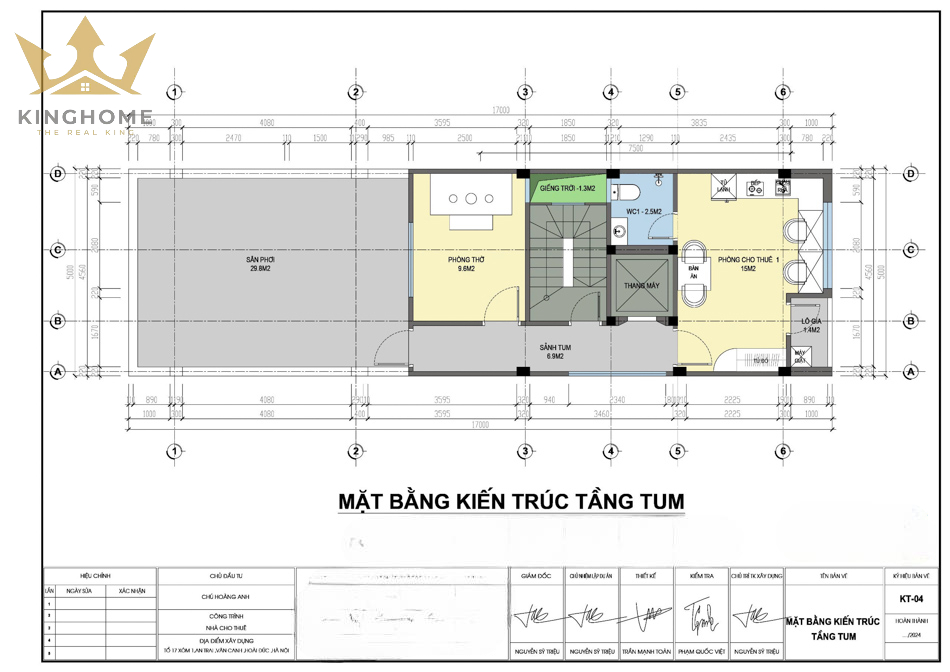 Mặt bằng thiết kế tầng gác xép 2 – 6
