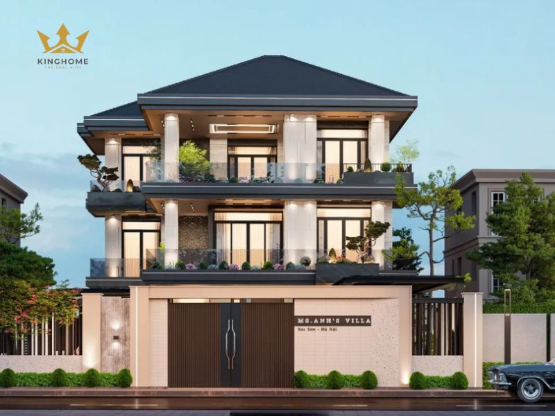 5-Vẻ đẹp thanh lịch và mạnh mẽ ở căn biệt thự mái Thái 3 tầng
