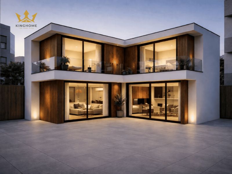 5-Thiết kế biệt thự 2 tầng chữ L mái bằng giá rẻ