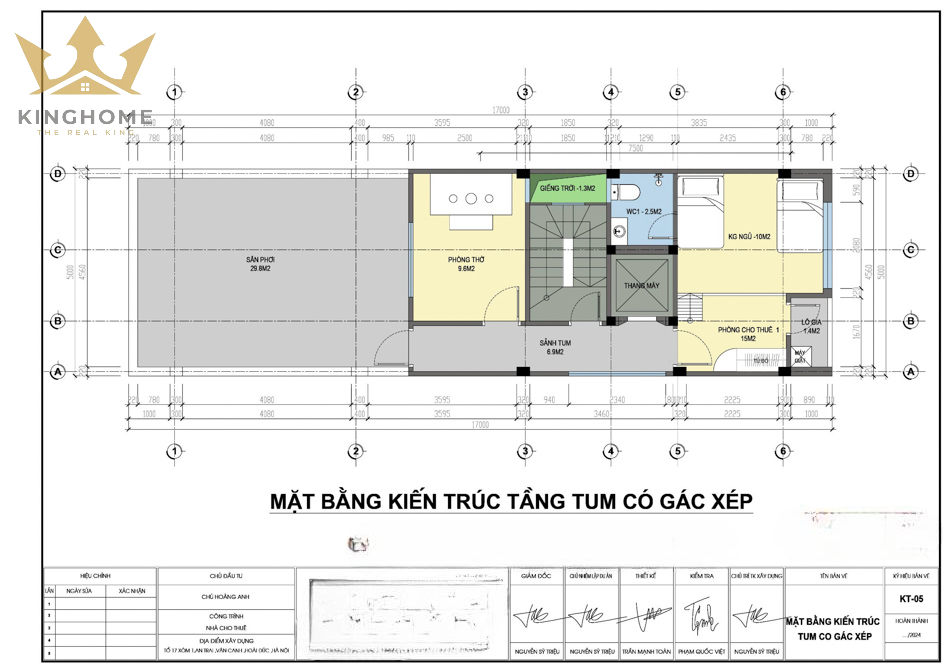 Mặt bằng thiết kế tầng tum gác xép