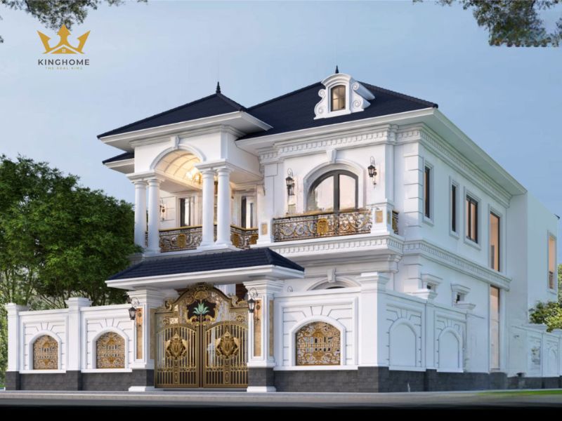 6-Biệt thự tân cổ điển 2 tầng lô góc với tone màu trắng kem tinh tế