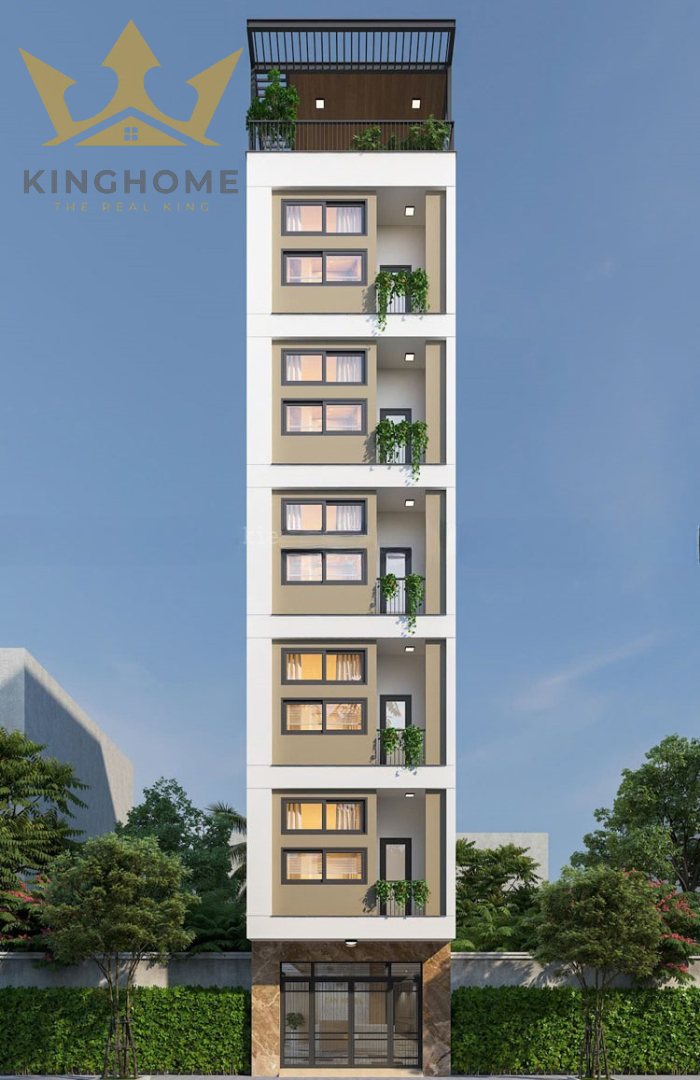 Phối cảnh thiết kế chung cư mini cho thuê 5x15m  – Mặt trước Góc 1