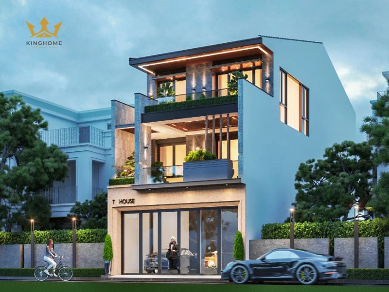 7-Thiết kế biệt thự phố mái Thái có mặt tiền đẹp