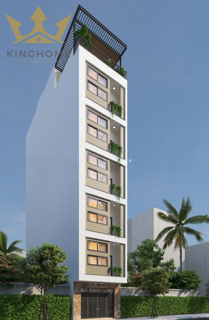 Phối cảnh thiết kế chung cư mini cho thuê 5x15m  –  Mặt trước Góc 2