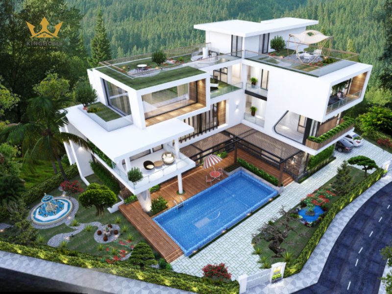 8-Villa 2 tầng chữ L có hồ bơi nghỉ dưỡng