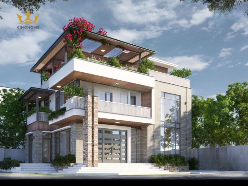 8-Mẫu biệt thự đẹp 2 tầng 2 mặt tiền có sân vườn đẹp