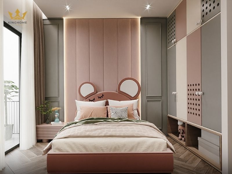 Phòng ngủ cho con cái được thiết kế nhẹ nhàng 