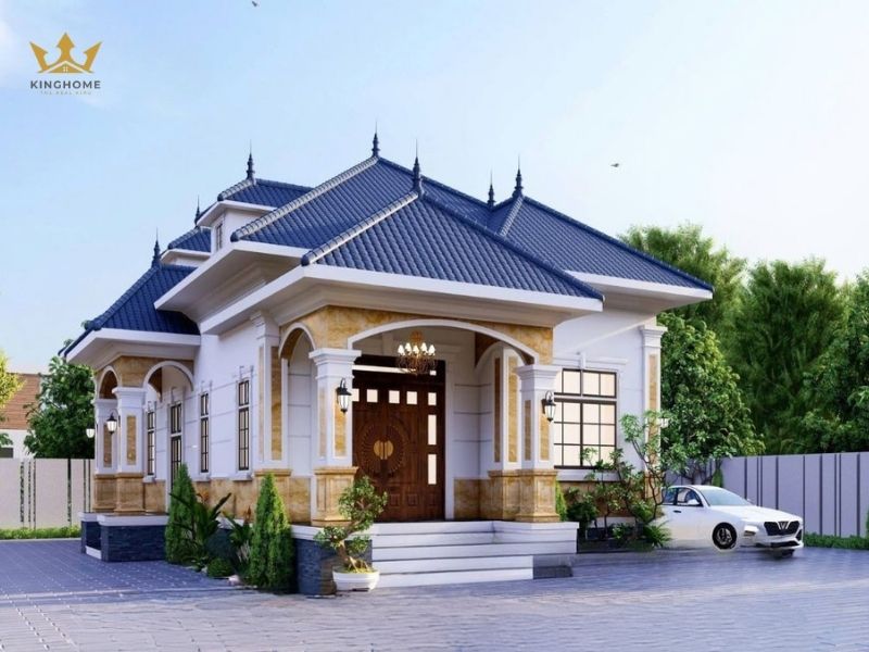 Hệ mái Nhật nổi bật giúp công trình trở nên ấn tượng