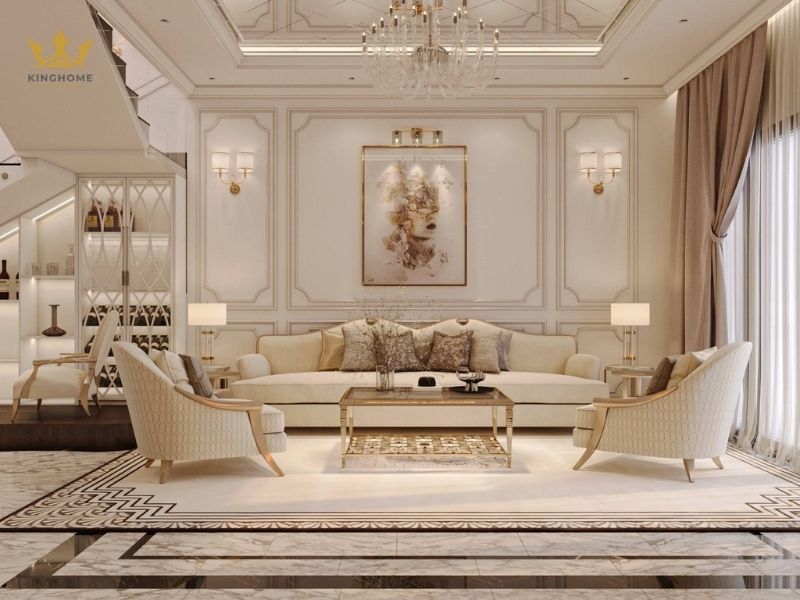Thiết kế nội thất phòng khách tân cổ điển được gia chủ lựa chọn
