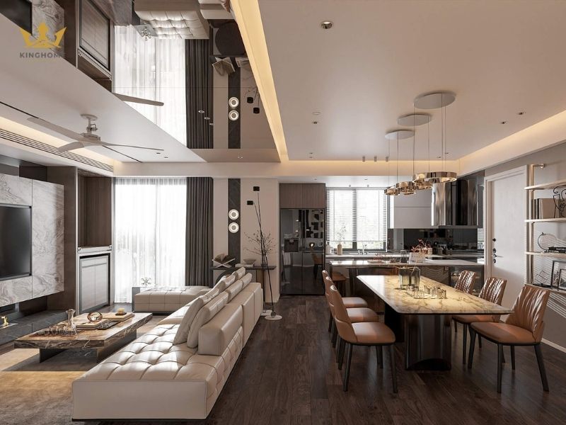 Căn hộ chung cư 50m2 với phòng khách liền kề phòng bếp