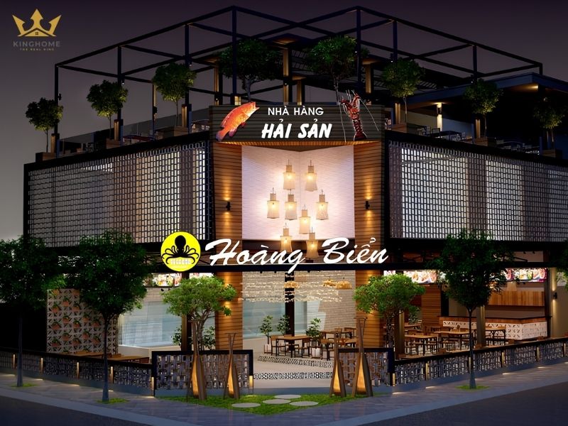 Thiết kế nhà hàng hải sản lô góc tận dụng lợi thế về mặt tiền