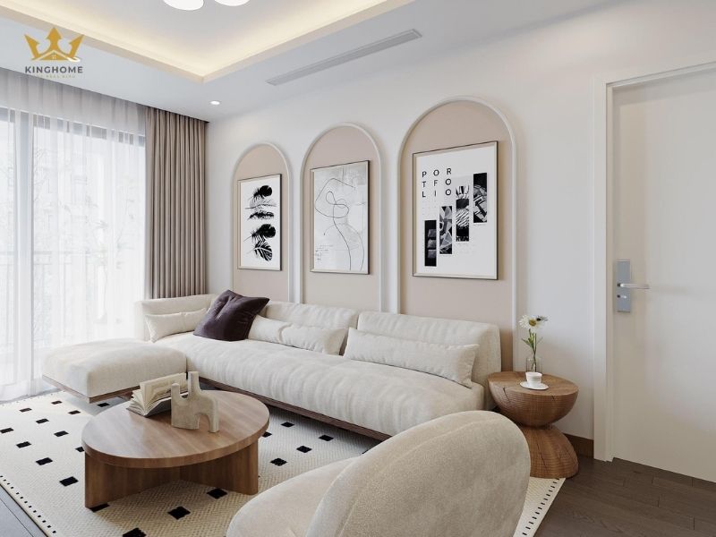 Phòng khách căn hộ mini 20m2 có 3 phòng ngủ 