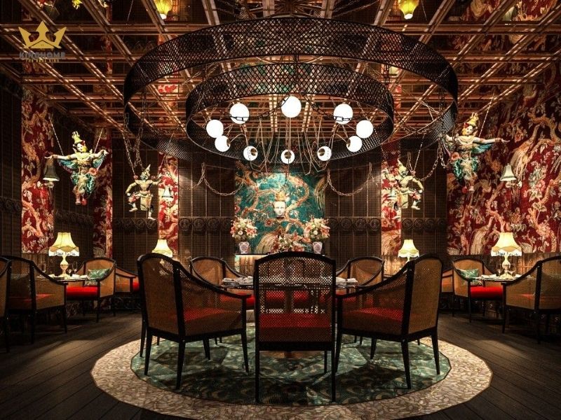 Thiết kế phòng VIP nhà hàng phong cách Đông Dương hoài cổ 
