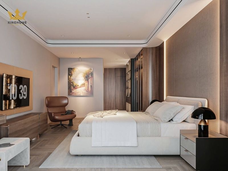 Tone màu trắng be hiện đại, giúp phòng thoáng hơn