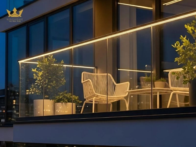 Thiết kế ban công chung cư có đèn led sang trọng 