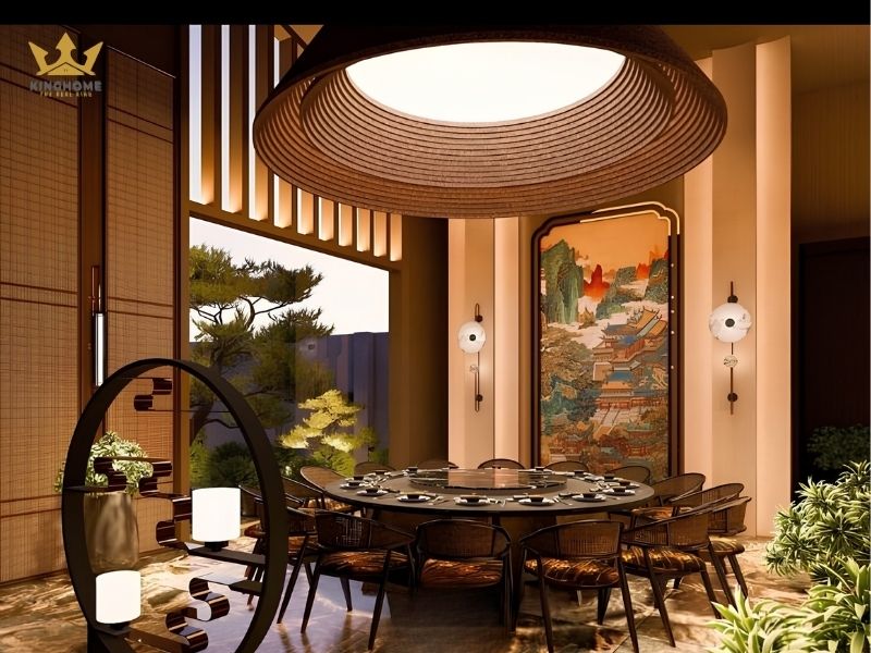 Phòng VIP Trung Hoa nổi bật với tranh thủy mặc