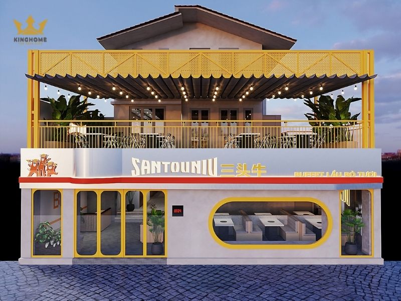 Thiết kế nhà hàng 2 tầng phục vụ lẩu nướng