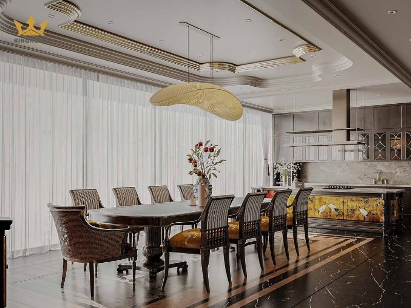 Không gian phòng bếp và phòng ăn rộng rãi