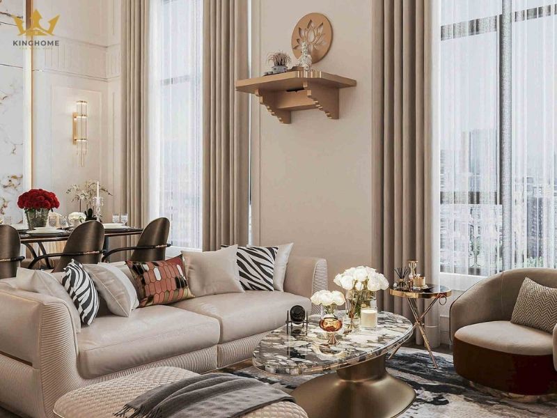 Thi công nội thất phòng khách Vinhomes hiện đại đẹp 