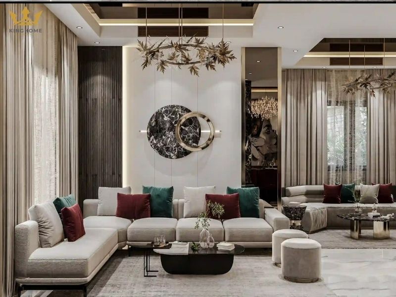 Thiết kế nội thất biệt thự hiện đại sử dụng chất liệu cao cấp 