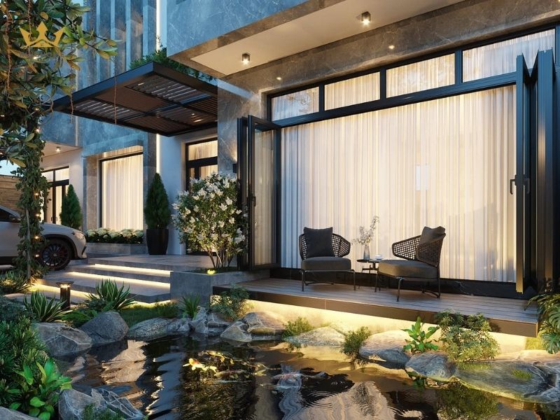 Không gian sân vườn thoáng và rộng rãi 